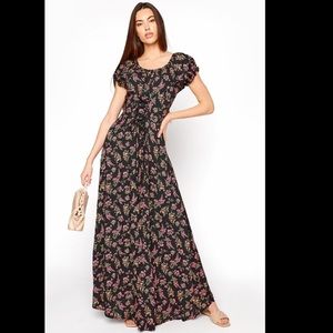 Worn Once  Long Tall Sally Floral Puff Sleeve Corset Maxi Dress Size 10